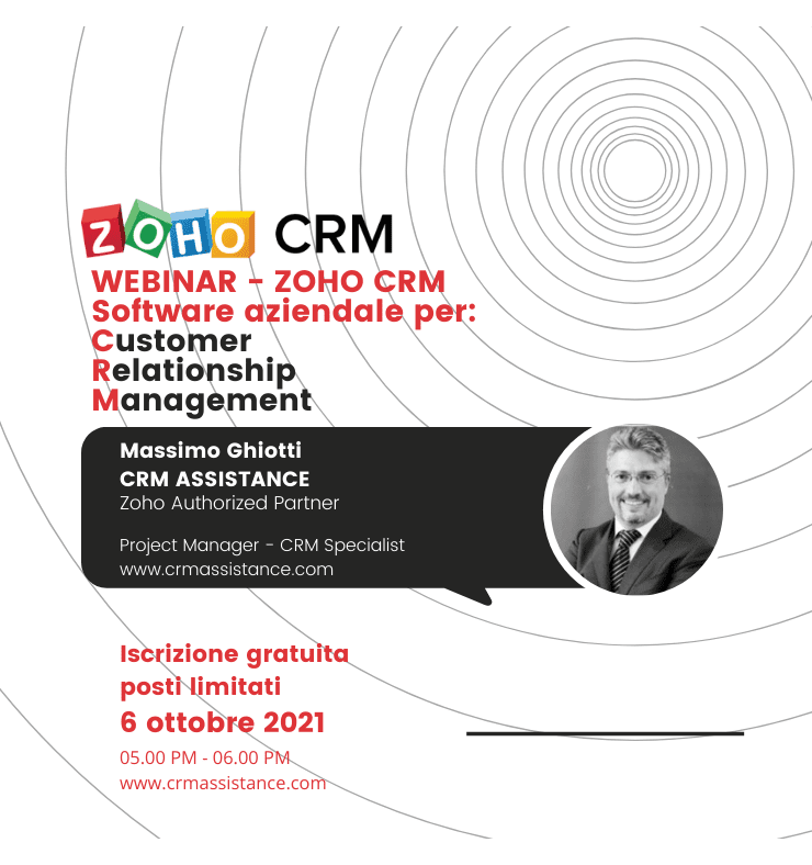 WEBINAR GRATUITO - ZOHO CRM - (clicca qui)