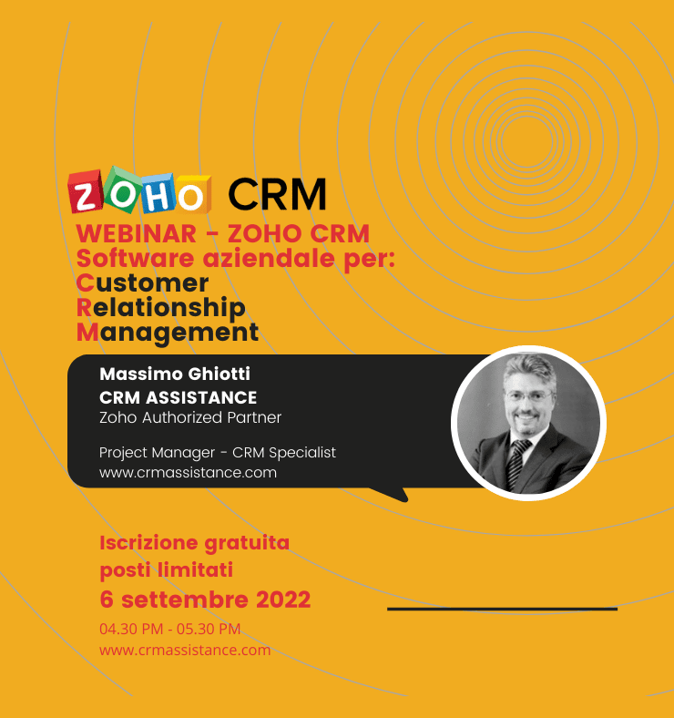 Aumenta le vendite con ZOHO CRM - Webinar 6 settembre 2022