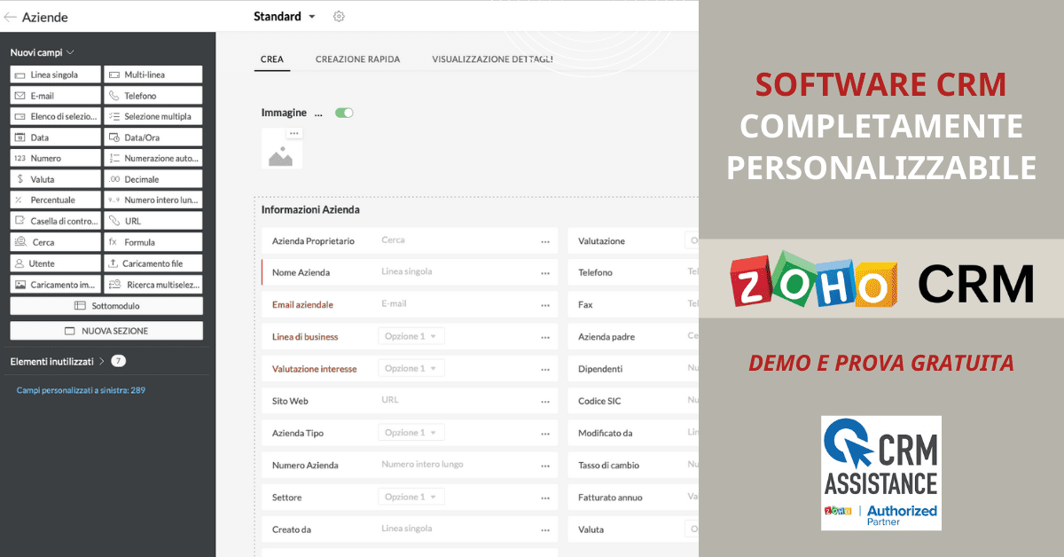 CRM ZOHO personalizzabile con semplici drag and drop